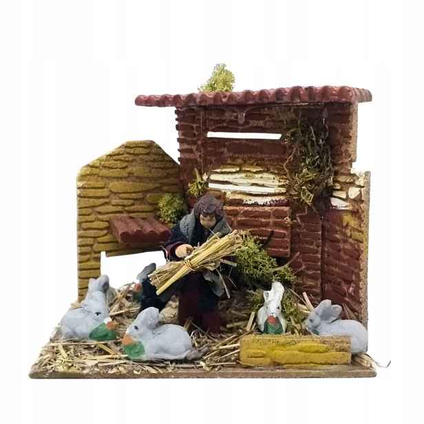 Pohyblivá Figura Do Betlému 'muž Krmí Zajíce' pro postavy o výšce 10 cm 220 V