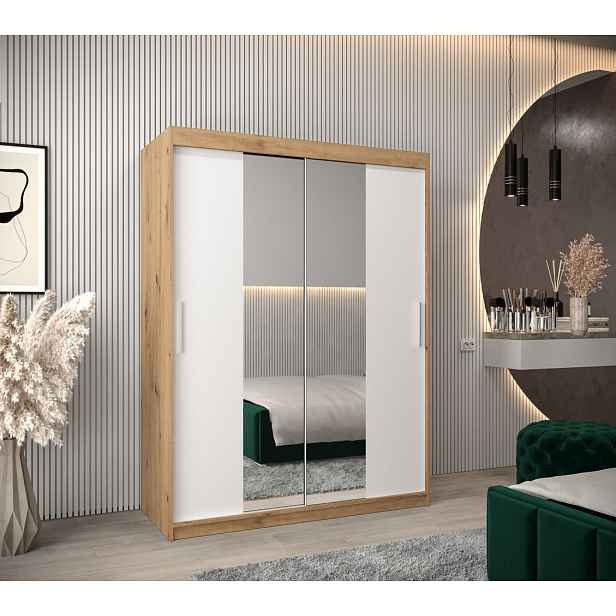 Skříň s posuvnými dveřmi v šířce 150 cm TIMEA 1 - dub artisan / bílá