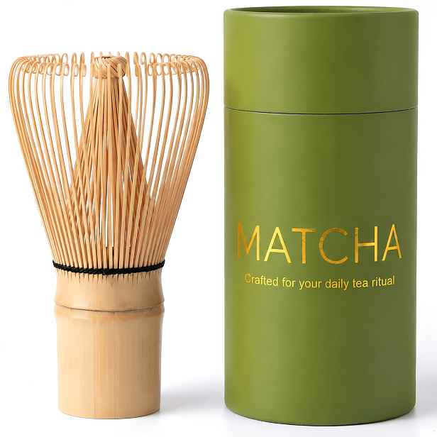 TEMU Prémiový dárkový set přírodního bambusového matcha s metličkou, nástroje na matcha