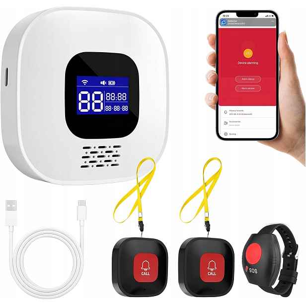 Tlačítko Pro Přivolání Pomoci Pro Seniory Náramek Omáčka Alarm LCD Obrazovka