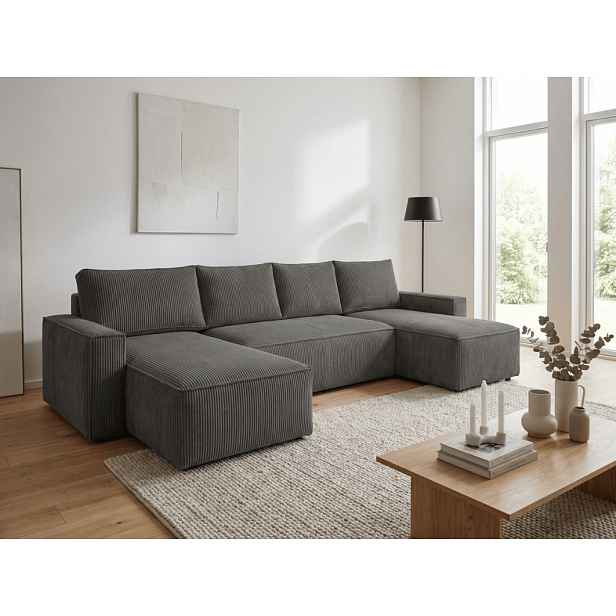 Tmavě šedá sedací souprava do U SMART COSARO 295x140 cm