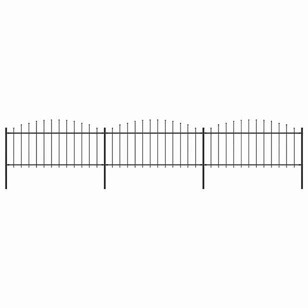 vidaXL Zahradní plot s kopím nahoře ocelový 504 x 75 cm černý