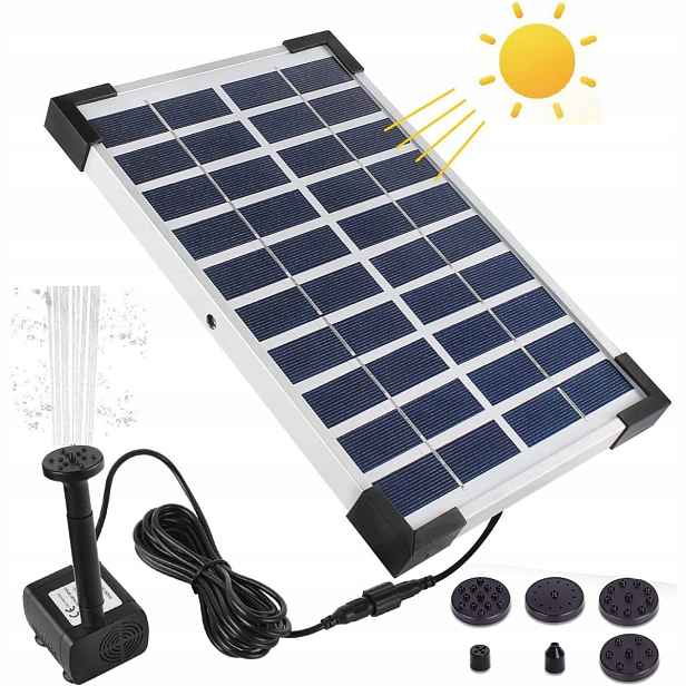 Solární Čerpadlo Pumpa Fontána se Solárním Panelem 6 Trysek 5W