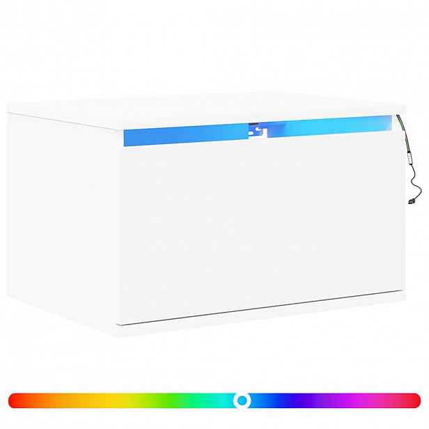 vidaXL Nástěnný noční stolek s LED osvětlením bílý