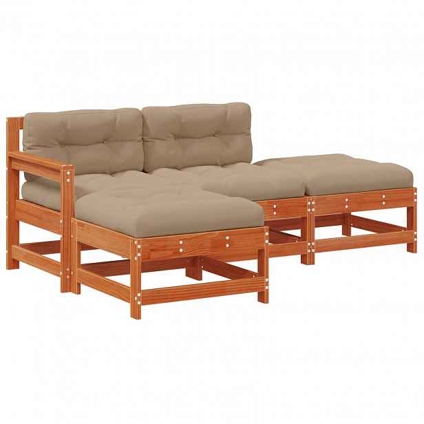 vidaXL Zahradní lounge set 4 ks Voskově hnědá Masivní borovicové dřevo