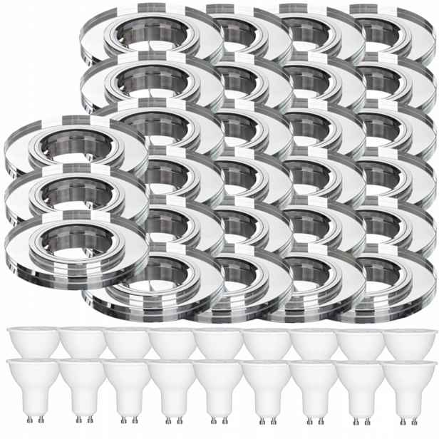 27x Pevná Skleněná Stropní Lampa Kulatá Objímka Led Žárovky 10W