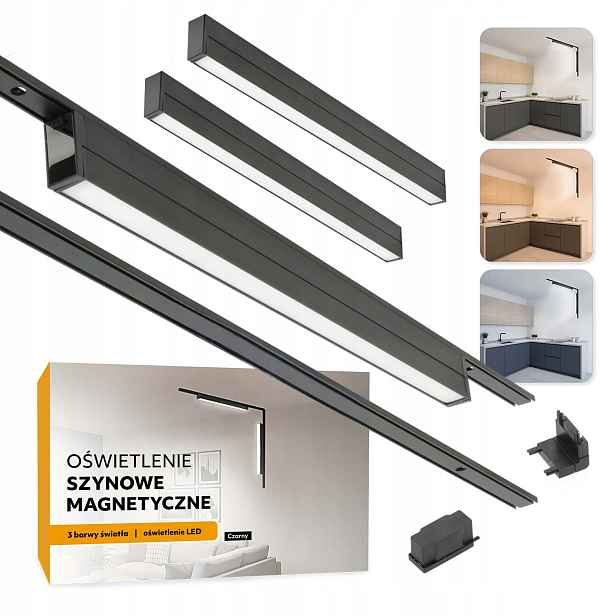 Magnetické kolejnicové osvětlení 2xSZYNA 1m 2x 20W vertikální černé
