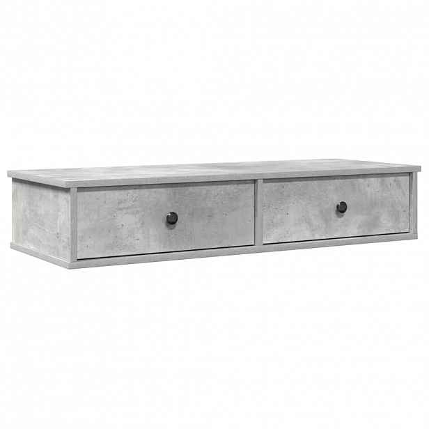 vidaXL Nástěnná police se zásuvkami betonově šedá 100x37,5x19 cm