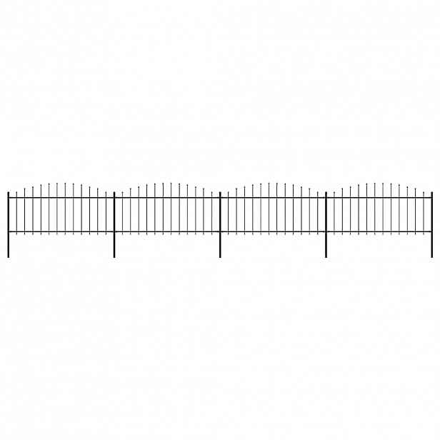 vidaXL Zahradní plot s kopím nahoře ocelový 671 x 75 cm černý