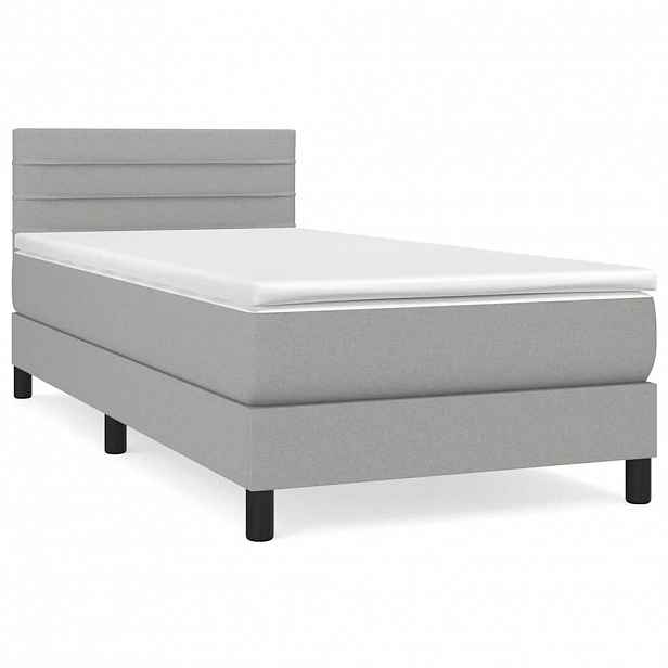 vidaXL Box spring postel s matrací světle šedý 100 x 200 cm textil
