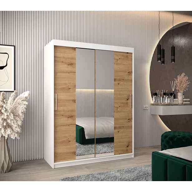 Skříň s posuvnými dveřmi v šířce 150 cm TIMEA 1 - bílá / dub artisan