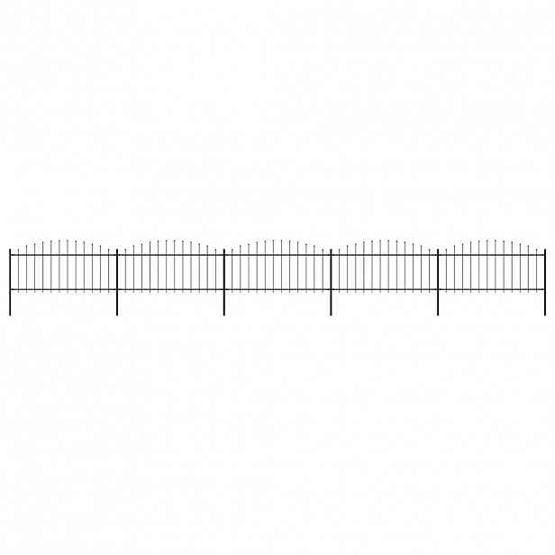 vidaXL Zahradní plot s kopím nahoře ocelový 838 x 75 cm černý