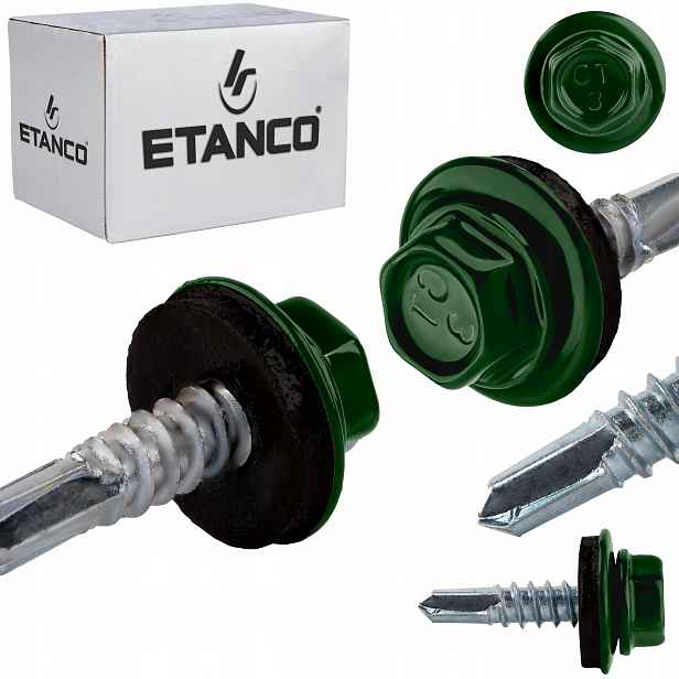 Samovrtné šrouby do kovu 3 mm 4,8 x 19 mm Ral 6005 250 ks Etanco GT3 Z14