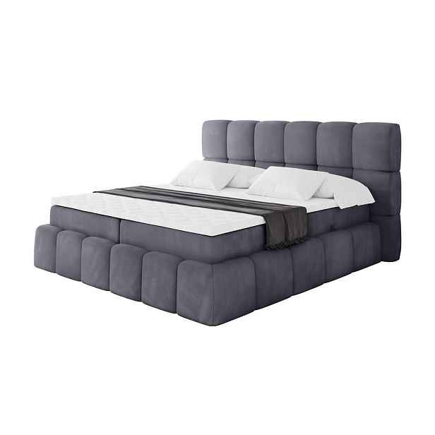 ALTDECOR KONTINENTÁLNÍ POSTEL s matrací H3 - AURI - 140x200 cm Tmavě šedá
