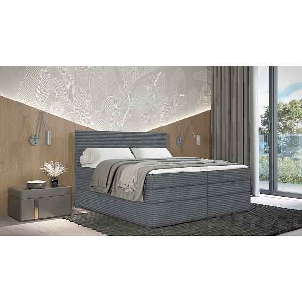 Americká postel 160x200 CALVIA 2 - šedá + topper ZDARMA