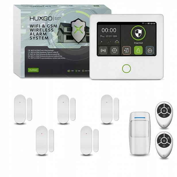 Bezdrátový alarm WiFi Gsm 4G s aplikací Tuya, Huxgo HXA502 4G W