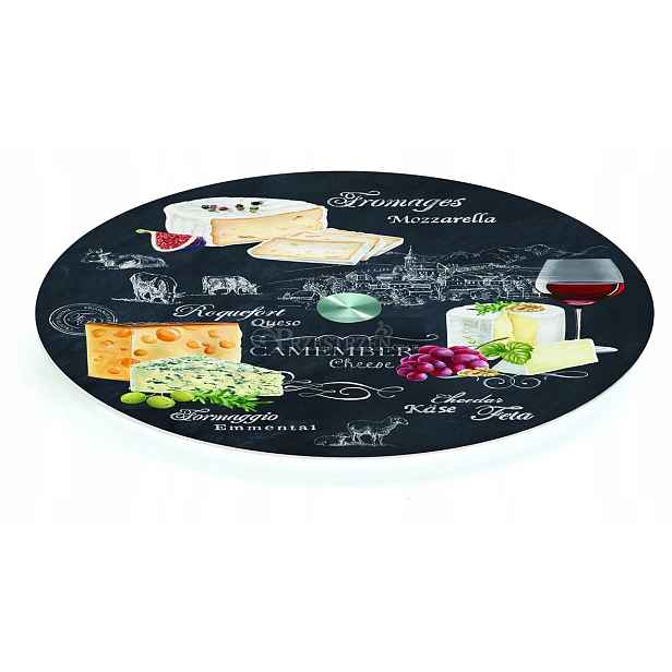 Skleněný Otočný Talíř Servisní Podnos World of Cheese typu Lazy Susan