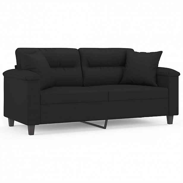 vidaXL 2místná pohovka s polštáři černá 140 cm tkanina z mikrovlákna