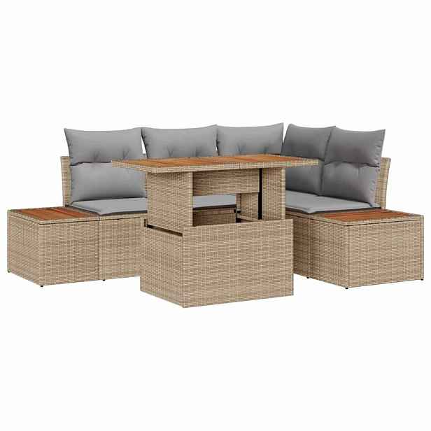 vidaXL Sada zahradních pohovek 5 ks Beige a šedá