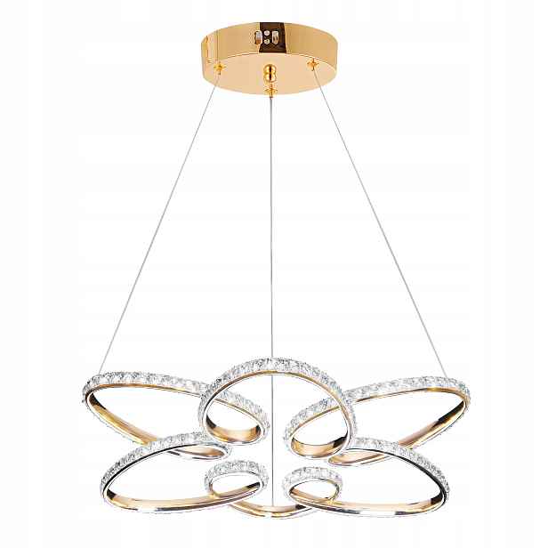 Moderní Zlatá Led Lampa Krystaly Závěsná Stropní Elegantní Velká