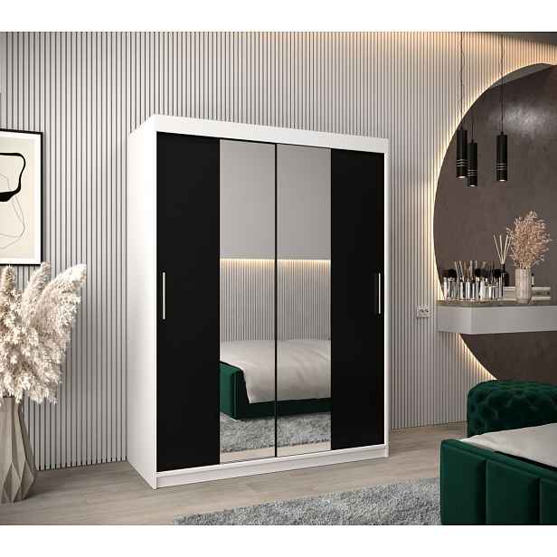 Skříň s posuvnými dveřmi v šířce 150 cm TIMEA 1 - bílá / černá