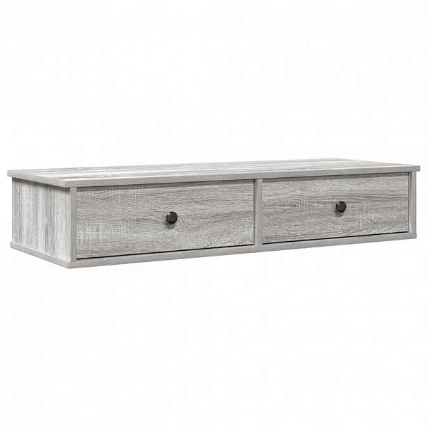 vidaXL Nástěnná police se zásuvkami šedá sonoma 100x37,5x19cm kompozit