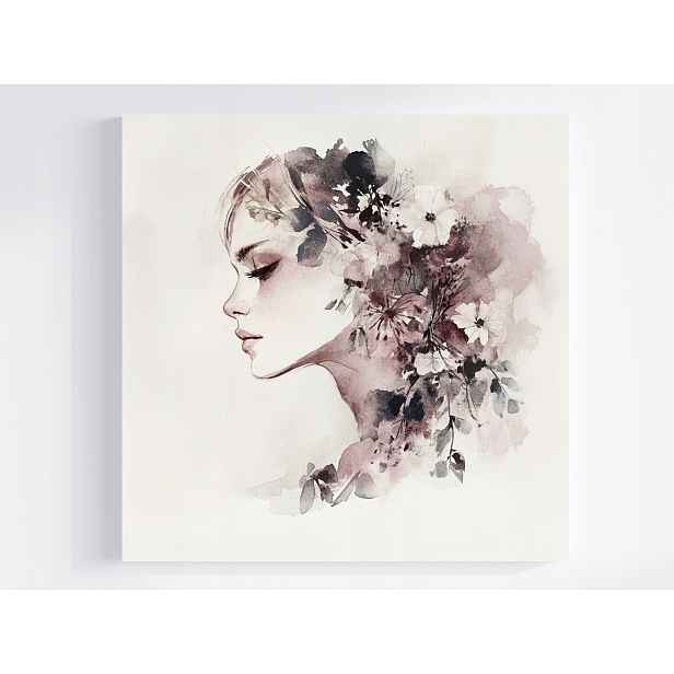 Obraz Na Plátně Canvas Akvarel Portrét Žena Dívka Květiny 50x50