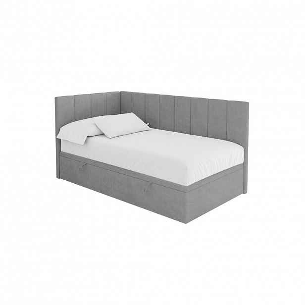 ALTDECOR JEDNOLŮŽKOVÁ POSTEL pro mládež s úložným prostorem vpravo, bez matrace - LOVY 80x200 šedá