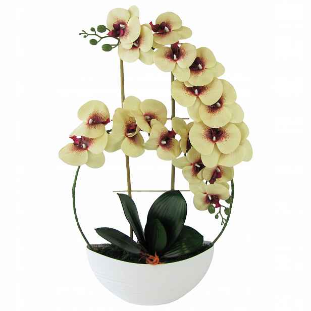 Orchidej Real Touch 60 cm, gumovaná v květináči Luna 2