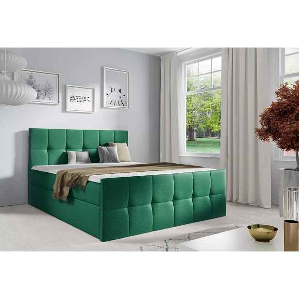 Manželská postel CHLOE - 200x220, zelená 1 + topper ZDARMA