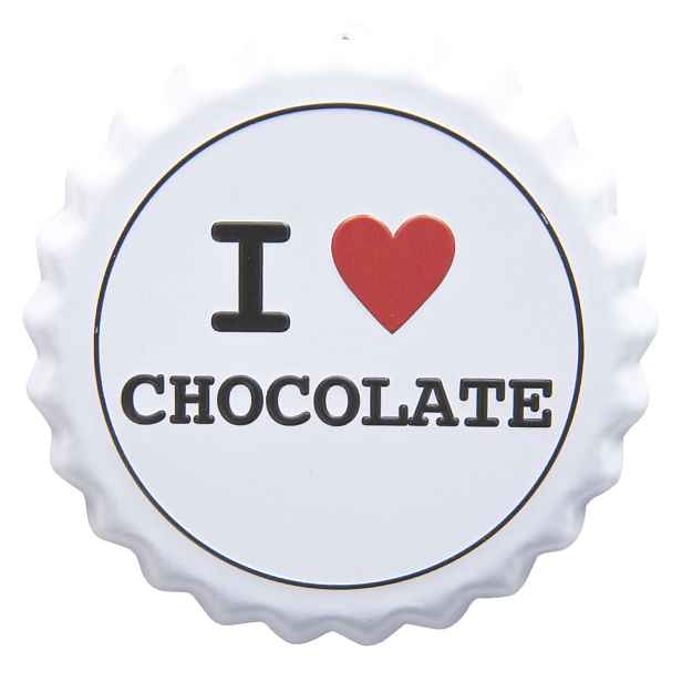 Nástěnná plechová cedule I love chocolate - Ø 13 cm Clayre & Eef