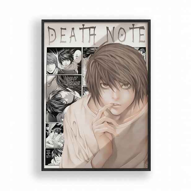 Obraz Death Note L Lawliet Anime Plakát Rámeček Dřevěný Černý 30x42 cm