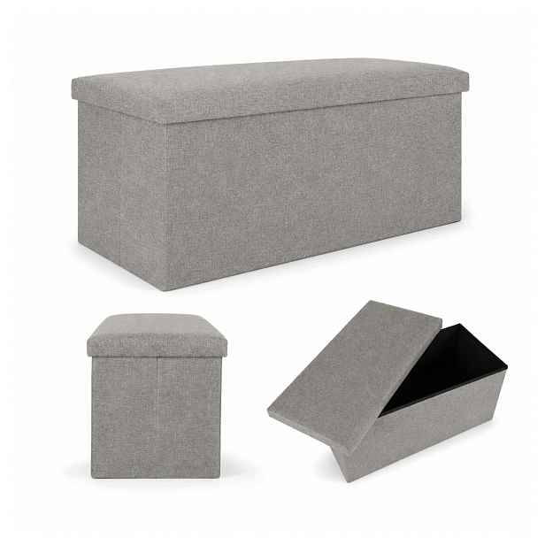 Taburet Šedý 76x38x38 cm s praktickým úložným prostorem a sedákem