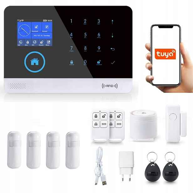Bezdrátový LCD Alarm 2.4' Gsm WiFi Tuya Smart V 4xPIR
