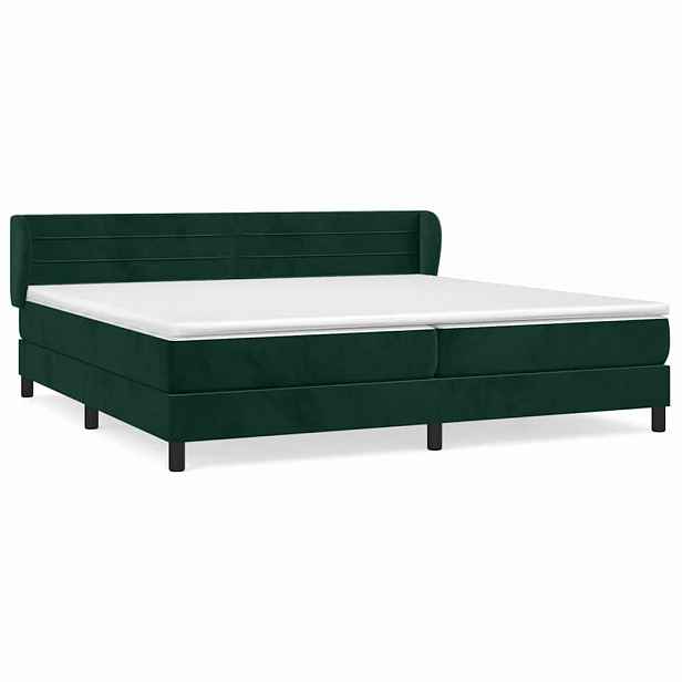 vidaXL Box spring postel s matrací tmavě zelená 200x200 cm samet
