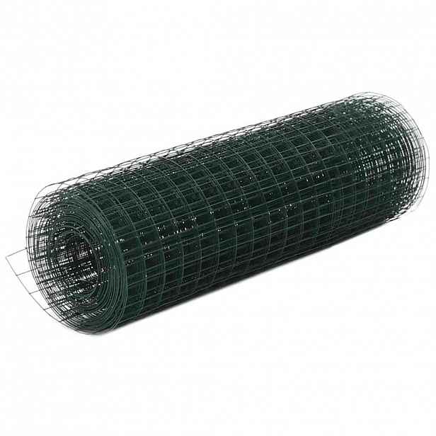 vidaXL Pletivo ke kurníku ocel PVC vrstva 25 x 0,5 m zelené