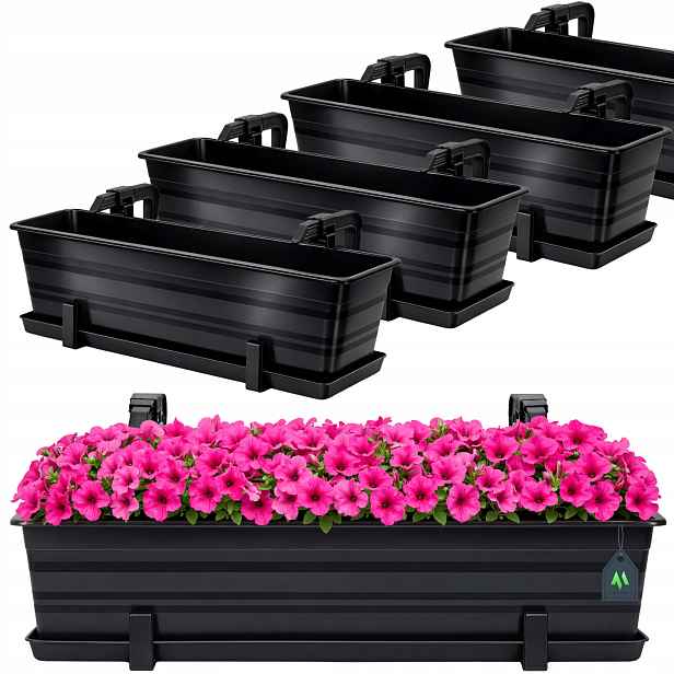 4 x Balkonový Květináč Krabička Držák Květináč Květiny Rostliny 60 cm Antracit