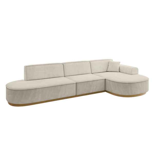 ALTDECOR ROHOVÁ SEDAČKA s otomanem, pravá MARI-L2-v2 328x171x83 Béžová Velur