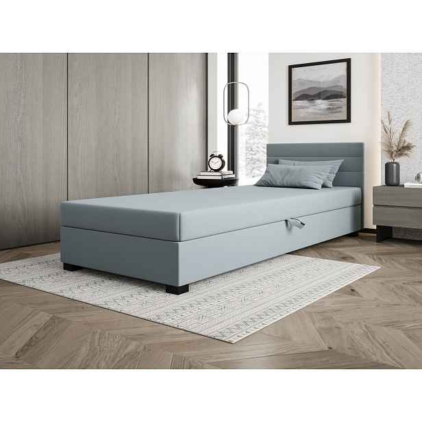 Čalouněná postel 90x195 KASANDRA 1 s úložným prostorem - modrošedá