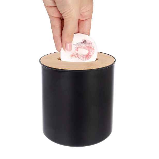 Orion Mini - odpadkový koš, černý kosmetický koš s bambusem, BLACK