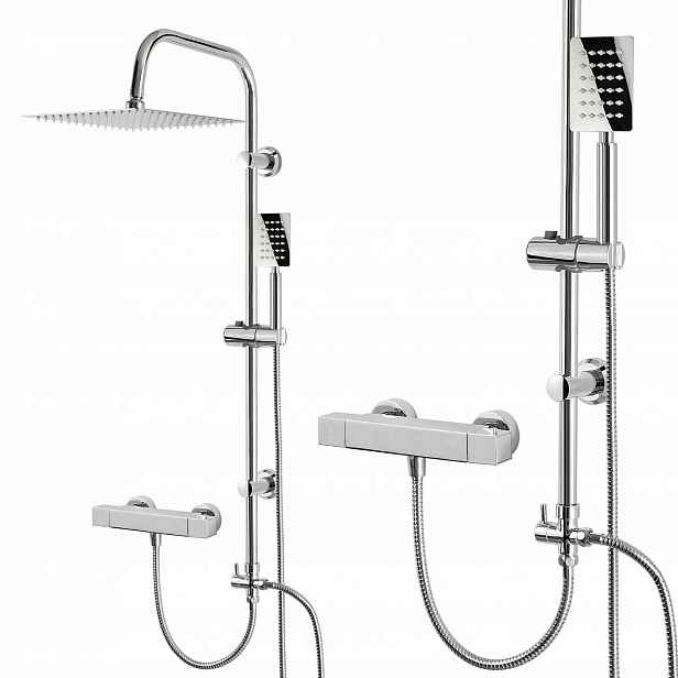Sprchový Set Kovový S Termostatem Termostat S Velkou Dešťovou Sprchou 25 CM