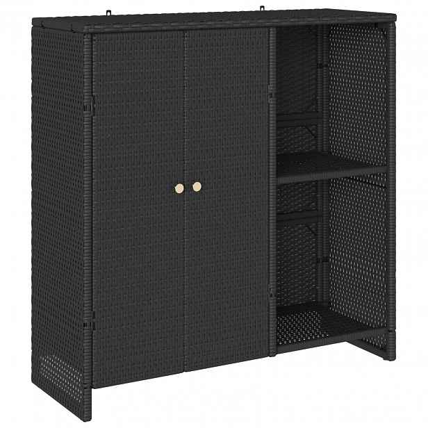 vidaXL Úložná skříňka s policí se dveřmi Černá 100 x 36 x 102 cm Ratan