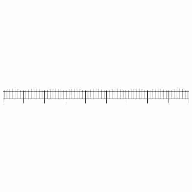 vidaXL Zahradní plot s kopím nahoře ocelový 1506 x 75 cm černý