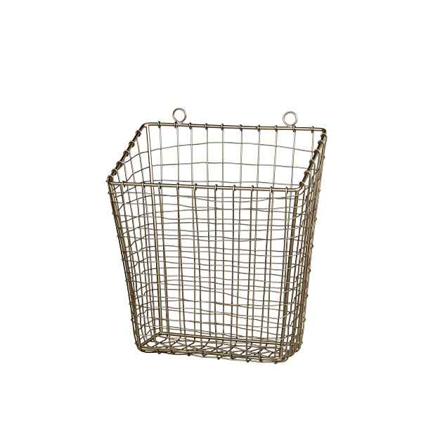 Mosazný antik kovový košík Fil de fer Basket - 28*16*33 cm Chic Antique