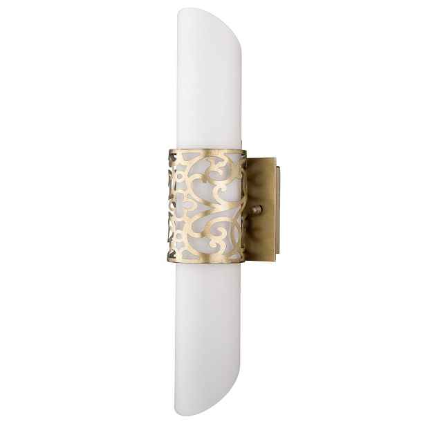 Nástěnná lampa mosazná skleněná bílá tuba 45 cm do ložnice Maytoni