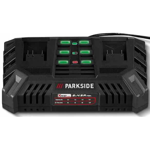 Parkside Akumulátorová dvojitá nabíječka 20 V, Pdslg 20 B1, 2x 4,5 A 220 W