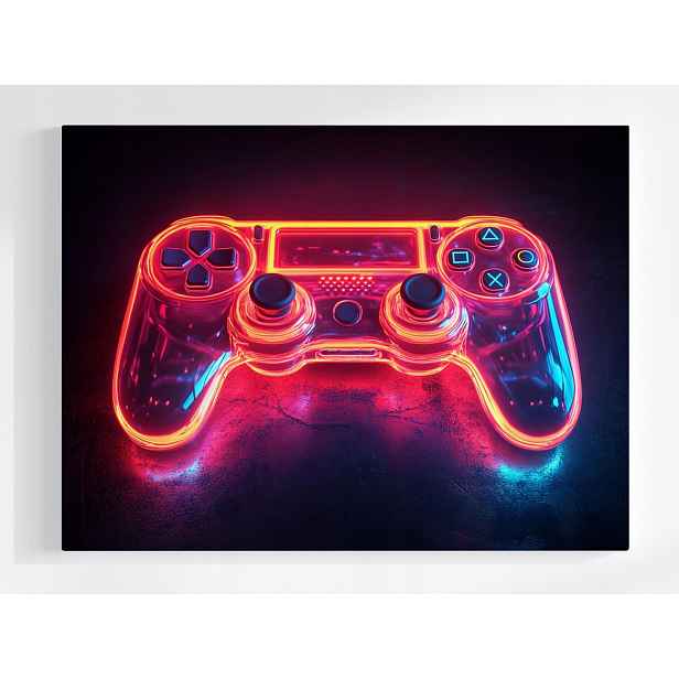 Plakát Pad Kontroler Gaming Konzola Neon Světlo 100x75