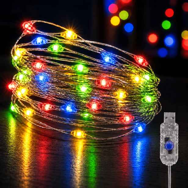 TEMU 1 ks 20M/65.62Ft 200 LED USB napájené vnitřní světelné řetězy, pohádkové LED světla pro dekoraci na Halloween, vánoční stromek, krbový nábytek,