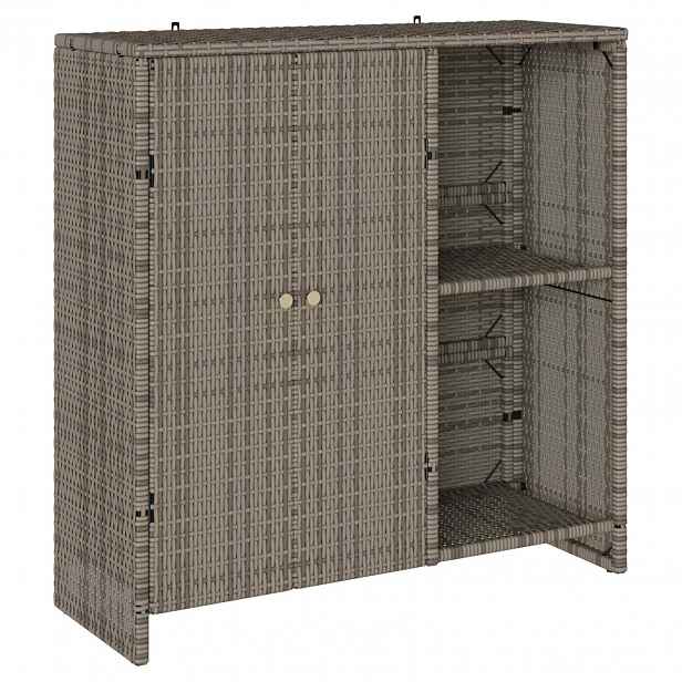 vidaXL Úložná skříňka s policí se dveřmi Šedá 100 x 36 x 102 cm Ratan