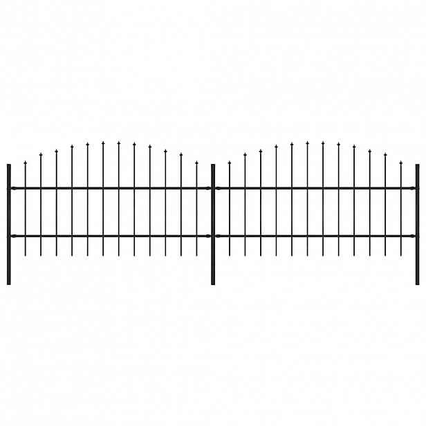 vidaXL Zahradní plot s kopím nahoře ocelový 337 x 100 cm černý